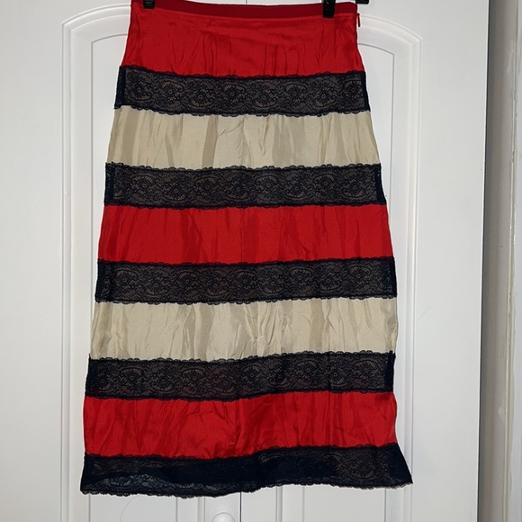 GUCCI Lace-paneled silk-twill skirt - Picture 4 of 12